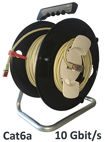 Kab24® CAT6a Patchkabel 50 auf Kabeltrommel 10 GBit/s 500MHz halogenfrei GHMT zertifiziert