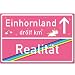 Produktbild Einhorn Schild / Rosa Ortsschild (Realität -> Einhornland) Türschild / Made in Germany von STICKERWALD ® (Einhornland Schild ohne Löcher)