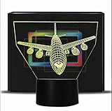 PONLCY Nouveauté 3D Illusion Lampes LED Avion Night Lights USB 7 Couleurs Capteur Lampe de Bureau pour Enfants Cadeaux d'anniversaire De Noël Décoration de La Maison (Spacemen)