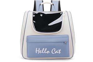 Aszaui Blue Cat Backpack with Mesh Window, Dog Backpack for Cats and Small Dogs, Dog Backpack up to 15 kg, Breathable and Foldable Pet Backpack with Transparent