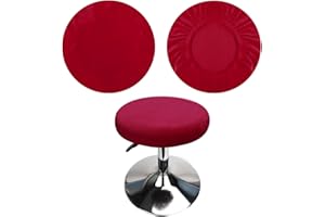 HuaLiSiJi Copri Sgabello Rotondo Tessuto di Lusso Diametro 30-40cm, Elastico Antirughe Lavabile e Antipolvere (Bordeaux)