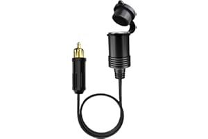 Hoembpn Male Din Plug Cigarette Lighter Adapter Socket 30cm Waterproof, 12V/24V DIN Powerlet Plug to Standard Cigarette Lighter Female Extension Cable for Motorcycles