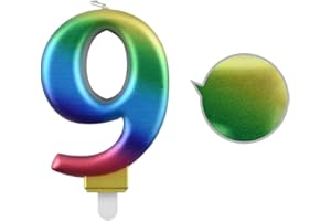 PARTY GO 9 Anno Candele di Compleanno Numero 9, Candele di Compleanno Colori dell'arcobaleno, Adatto A Feste di Compleanno