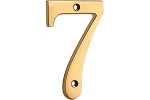 HASWARE 10 cm mosiężny nowoczesny zakrzywiony numer domu polerowane mosiężne wykończenie stylowe numery drzwi oznakowanie tablica uliczna numery adresowe domu (7, mosiądz)