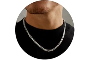 Esrael 3/5 mm Echtes Silber/14K Echtes Gold Plattierte Kubanische Kette für Männer und Jungen, Edelstahlkette Robuste lichtechte Halskette Schmuck Geschenke für ihn 16/18/20/22/24 Zoll