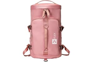 FLEX VALUE Sports Gym/Travel Duffle Bag with Separate Shoes Compartment and Wet Pocket, Unisex Waterproof Gym Bag for Men and Women, Durable Travel Duffel Bag with Shoulder Strap (Pink)