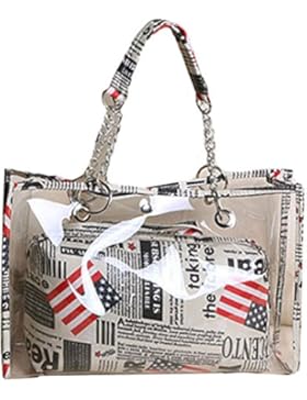 AiSi Damen Mädchen transparente Handtasche wasserdichte Damenhandtaschen Abendtasche durchsichtig Design, mit...