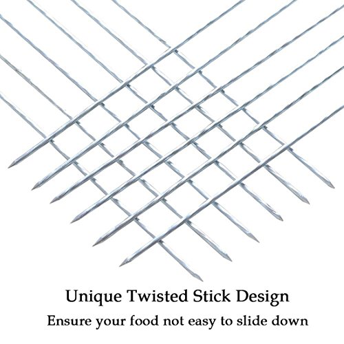 fourHeart 12-tlg Edelstahl BBQ Grillspieße Wurstspieße 30cm Fleischspieße Schaschlik Spieße Holzgriff für Camping, Freizeit, Lagerfeuer, Grillfest, Gartenparty, Geburtstag, Outdoor, usw - 3