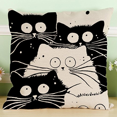 Sunnywill 45cm*45cm Mode Vintage Katze Hund Baumwolle Kissenbezug Sofa Taille Throw Kissen Cover Home Auto Decor ( Kissen ist nicht im Preis inbegriffen ) (G) - 2