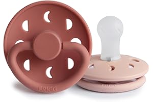 FRIGG Moon Phase Smoczek 2-Pack | Silikonowy smoczek | Bez BPA | Wyprodukowano w Danii | Symetryczny smoczek wiśniowy | (Blush/Powder blush, Rozmiar 1 (0-6 miesięcy)