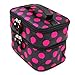 JACKY Wave Dot Case Makeup Double Cosmetic Hand Bag Tool Storage Toiletry (Black hot pink)