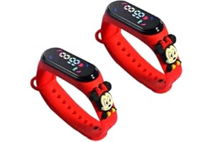 SCOOVY 2 Pezzi Minnie Orologio digitale per bambini,Orologio sportivo cartoni animati,Schermo LED orologio per bambino bambina,Impermeabile Cinturino In Silicone-cinturino compatibile mi band