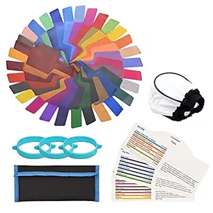Ankeer 30 pcs/Set Universal Flash Lighting Filter Flash Gels Color Correction Filters for Camera Speedlite Flash Light with Carrying Bag, Light Diffuser and Gel-Band