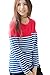 Bearsland Women's Striped Patchwork Breastfeeding Top Red UK Size 10-12