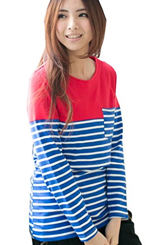 Bearsland Women's Striped Patchwork Breastfeeding Top Red UK Size 10-12