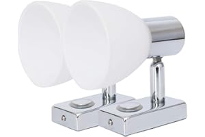lighteu, 2X 12V 3W D1 Ceiling/Wall Spotlight, Chrome Finish, Reading Light Turn and Swivel with Touch Switch Dimmable Warm White/Blue Light for Yacht, Caravan, RV