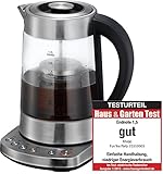 SICHERER STAND - SICHERES GERÄT: Der Tee- und Wasserkocher steht auf einer Basisstation mit Kabelaufwicklung und kann ohne weiteres abgenommen werden. Das praktische Küchengerät verfügt über einen gummierten Griff zur einfachen Handhabe und einen Überhitzungsschutz