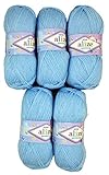 lana para bebe mercadolibre Luz azul (Nº 183) 5 x 100 G de lana para tejer Alize Bebe Azul nº 183 500 G lana de punto y ganchillo