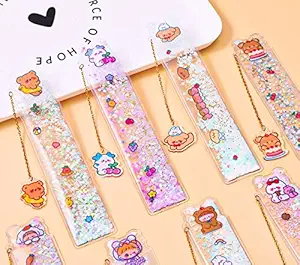 FunBlast Bookmarks Scale for Kids, Glitter Scale for School Stationery Items, Scale Ruler Set, Bookmarks for Books, Best Birthday Return Gift _ Pack of 3 ? Random Color