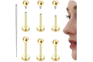 YADOCA G23 Titan Helix piercing tragus kolczyki z gwintem wewnętrznym labret conch piercing hipoalergiczne helix kolczyki do uszu, srebrny, złoty, tragus, biżuteria