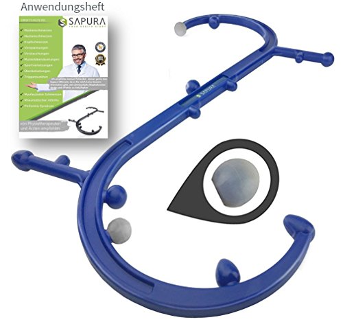 Trigger Aid Set – Bola automasaje y herramienta para masaje profundo de puntos gatillo (trigger point) para el tratar el dolor de espalda, hombros y cuello – gancho de masaje para reducir la tensión de los músculos y el dolor muscular. auto-masajeador estira músculo y tendón, ayuda a la recuperación mediante la estimulación profunda del tejido muscular