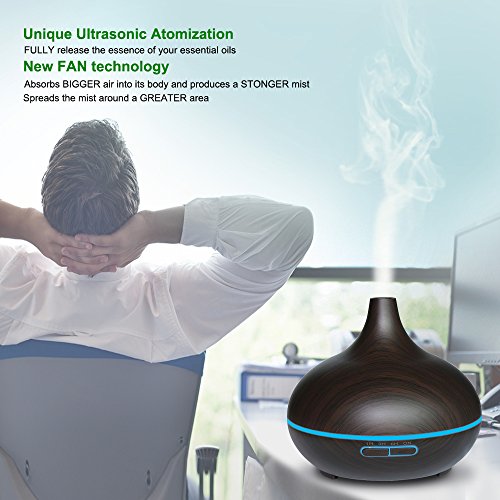 Limirror 300ml Aroma Diffuser Ultraschall Aromatherapie Ätherische Öle Kaltnebel Luftbefeuchter Ruhigen 7 Farbenwechselnde LED Mood Licht - 6