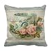 Vintage Tea Cup with Roses Shabby Chic Pillow Cover Accent Decorative Pillow Sham for Sofa 18x18"