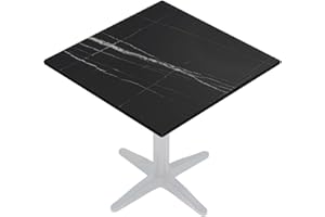 ‎GGMMÖBEL GGMMÖBEL COMPACT | Esstisch HPL Tischplatte | 60 x 60 cm | Schwarz-Marmor | Perfekt für klappbare Gartentisch, Esstisch | Outdoor | Restaurant, Cafe, Bar