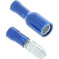 227s 100x Bullet Connector Insulated Crimp Terminals for Electrical & Audio Wiring, Cables or Wire - 50x Female and 50 x Male (Blue 5mm Bullet Diameter (1.5 mm² to 2.5 mm²))