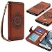 Produktbild Urcover® Huawei P9 Lite Handy Schutz-Hülle | Lotus Pattern Wallet Braun | Kartenfach & Standfunktion | Flip Case | Trendy Tasche | Cover Schale | Smartphone Zubehör