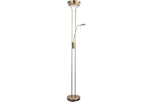 ENDON Rome Mother and Child Floor Lamp - Antique Brass Finish Uplighter Tall Lamp with Reading Light for Living Room - R7s & G9 Bulbs (Not Supplied)