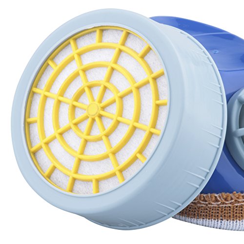 Ewolee Atemschutzmaske Aktivkohle chemikalien Halbmaske Industrielle Staubmaske mit Schutzbrille,Blau - 4