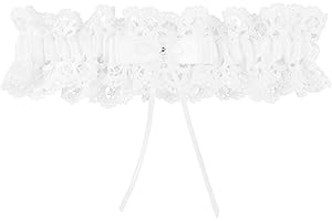 Mikovivi Lace Bridal Garter, Elegant Stretchable Bow Wedding Garter Wedding Accessories for Women Girls Bridal Shower Parties