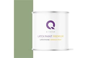 Q-COVER, vernice al lattice lavabile 2L (circa 14m2), tonalità verde oliva scuro, vernice per interni, per pareti e soffitti, classe 2, finitura opaca, per allergici, resistente all'abrasione, inodore