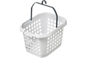 5 FIVE SIMPLY SMART 5five - Panier à Pinces à Linge Hugger Blanc et Gris - 22.5 x 13.5 x 17.5 cm, Anse à Crochet - Pour Étendoir, Buanderie