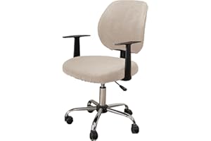 LIFEDX Funda de Sillas de Oficina Elástica,Felpa de Terciopelo Estilo Simplista Cubiertas de la Silla de la Computadora Antipolvo de Oficina Silla Removible(No Incluye Sillas)- Beige||1PC