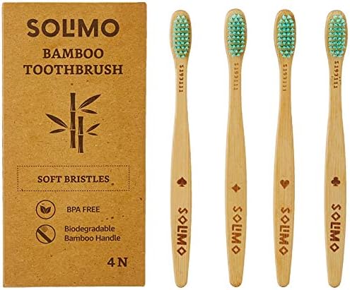 Amazon Brand - Solimo Bamboo Toothbrush (Pack of 4)