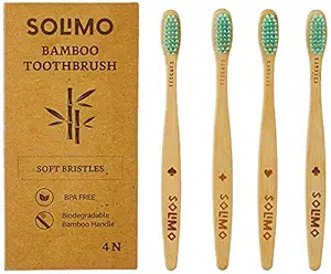 Amazon Brand - Solimo Bamboo Toothbrush (Pack of 4)