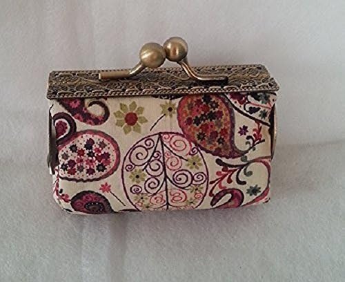 Vintage Bronze Clasp purse made with Liberty fabric flower pattern 3 piece fabric model