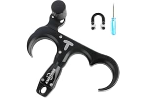 SHARROW Tir à Arc Décocheur Release Aids Arc Compound 3 Doigts Dégagement du Pouce Aluminium Aides à la Libération Arc à poulies avec Métal D Loop