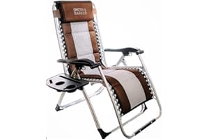 Smith & Barker Deluxe Zero Gravity Folding Reclining Chair Adjustable Headrest Sunlounger Sun Lounger Patio Garden Beach Outdoor Camping With Cup Holder