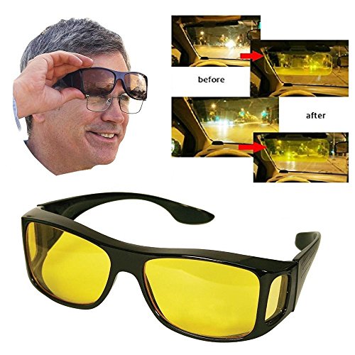 Preisvergleich Produktbild Brillenaufsatz, Nachtsicht / Blendschutz, Nachtsichtbrille, für Auto und Motorrad, Nachtsichtbrille, wird über der Tagesbrille getragen