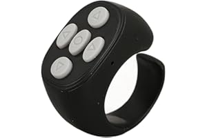 ASHATA Smart Ring, Smart Ring Controller, Bluetooth 5.3 Wireless Remote Control Page Turner dla Tik Tok Electronic Book Zdalne Fotografowanie, Up And Down Page, Kompatybilny z Androidem, IOS, IPad,(Czarny)