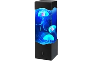 BrightWish Lampe Méduse Aquarium LED - Veilleuse RGB 16 Couleurs, USB Lampe de Table Relaxante, Décoration Méduse Artificielle pour Chambre, Salon, Bureau - 3 Méduses Incluses