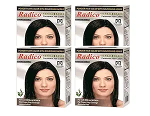 Radico Herbal Based Dark Brown Hair Color (Ammonia Free) - Set of 4