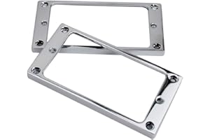 Guyker Flat Metal Humbucker Pickup Mounting Ring Set - Bridge Neck Pickups Cover Frame Replacement Part for Electric Guitar or Precision Bass(2PCS, Chrome)