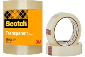 Scotch 508 Transparent Tape, Pack of 6 Rolls, 25 mm x 66 m - Strong and Sticky Tape for General Purpose Wrapping, Sealing and Mending - Cardboard Pack