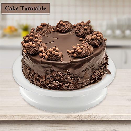 SOEKAVIA 11-Inch 360 Degree Rotating Cake Stand Cake Decorating Turntable (White)