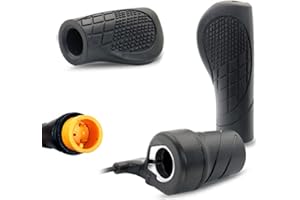 WOKYO Half Throttle Handle for Wuxing, 3 Pin Male Connector Waterproof Half Twist Throttle, Right Handle Electric Speed Throttle Non-Slip Rubber Ebike MTB Conversion Kit Parts