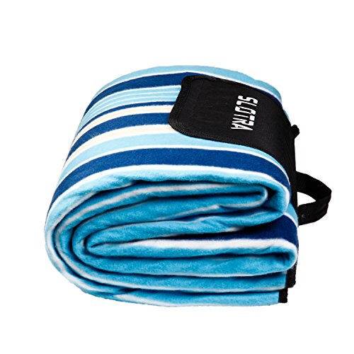 SLOTRA Picknick Decken Fleece Wasserabweisend Unterseite Outdoor Park Wiese Haushalt Camping Ausflug Picknickdecke Wärmeisoliert Blau (200×200 cm) - 3